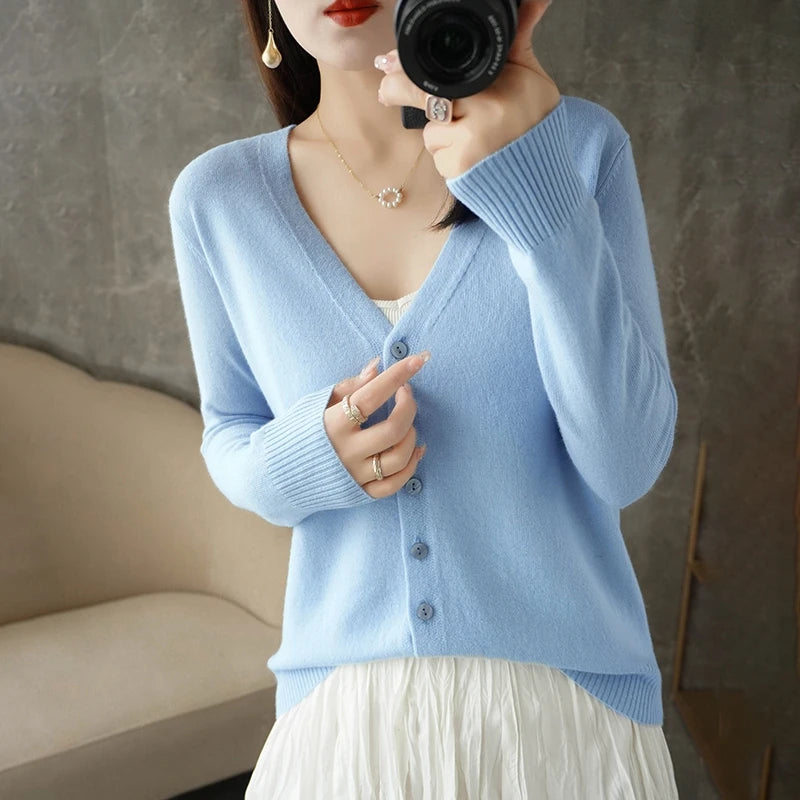 2026 New V-Neck Temperament Small Fragrant Wind Women Loose Sweater Coat Special Offer Cardigan ZHI D035 - Matrix Studios
