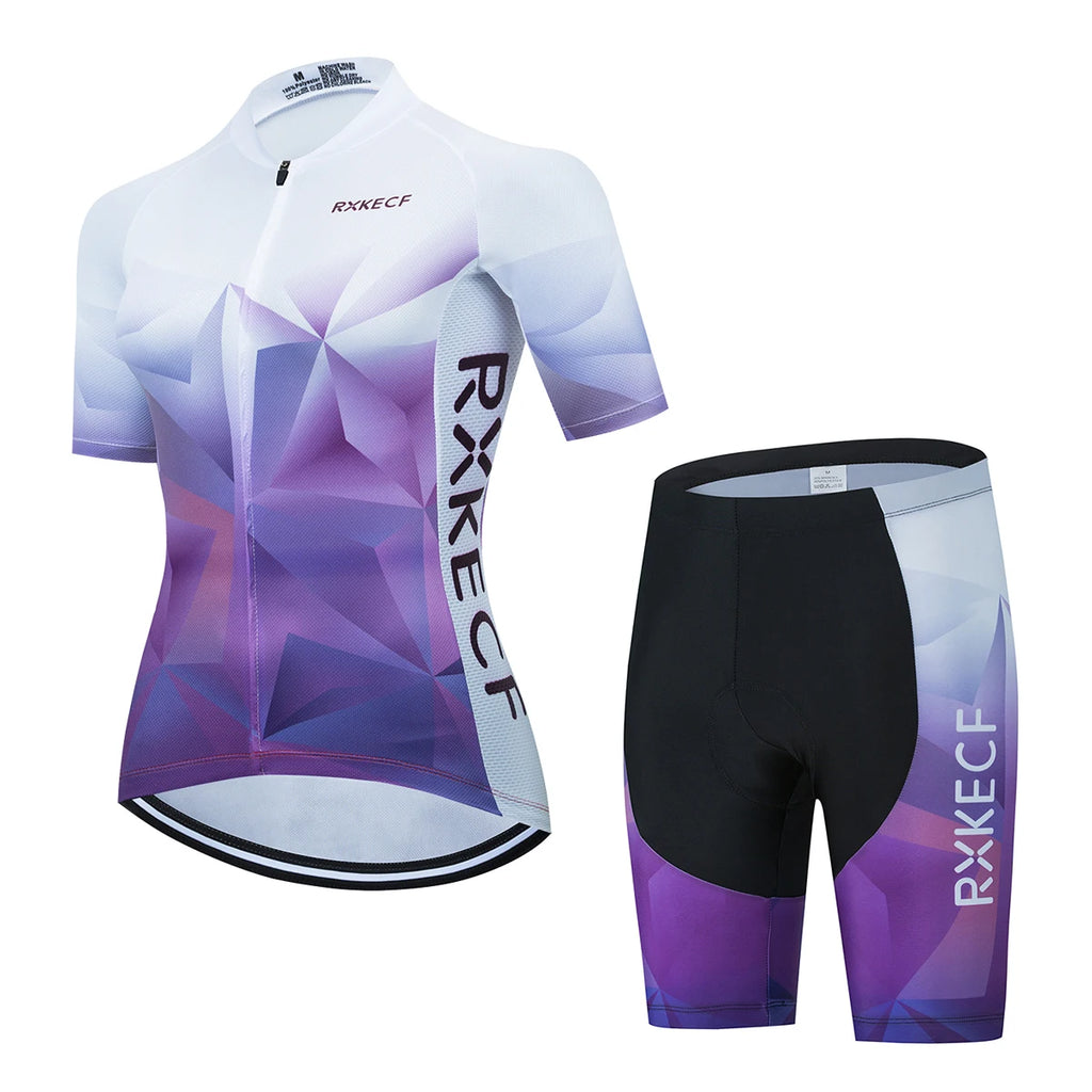 RXKECF Pro 2023 Woman Short Sleeve Cycling Jersey Set Sports Outfit Bike Clothing Kit Mtb Maillot Cyclist Bicycle Clothes - Matrix-studios.com