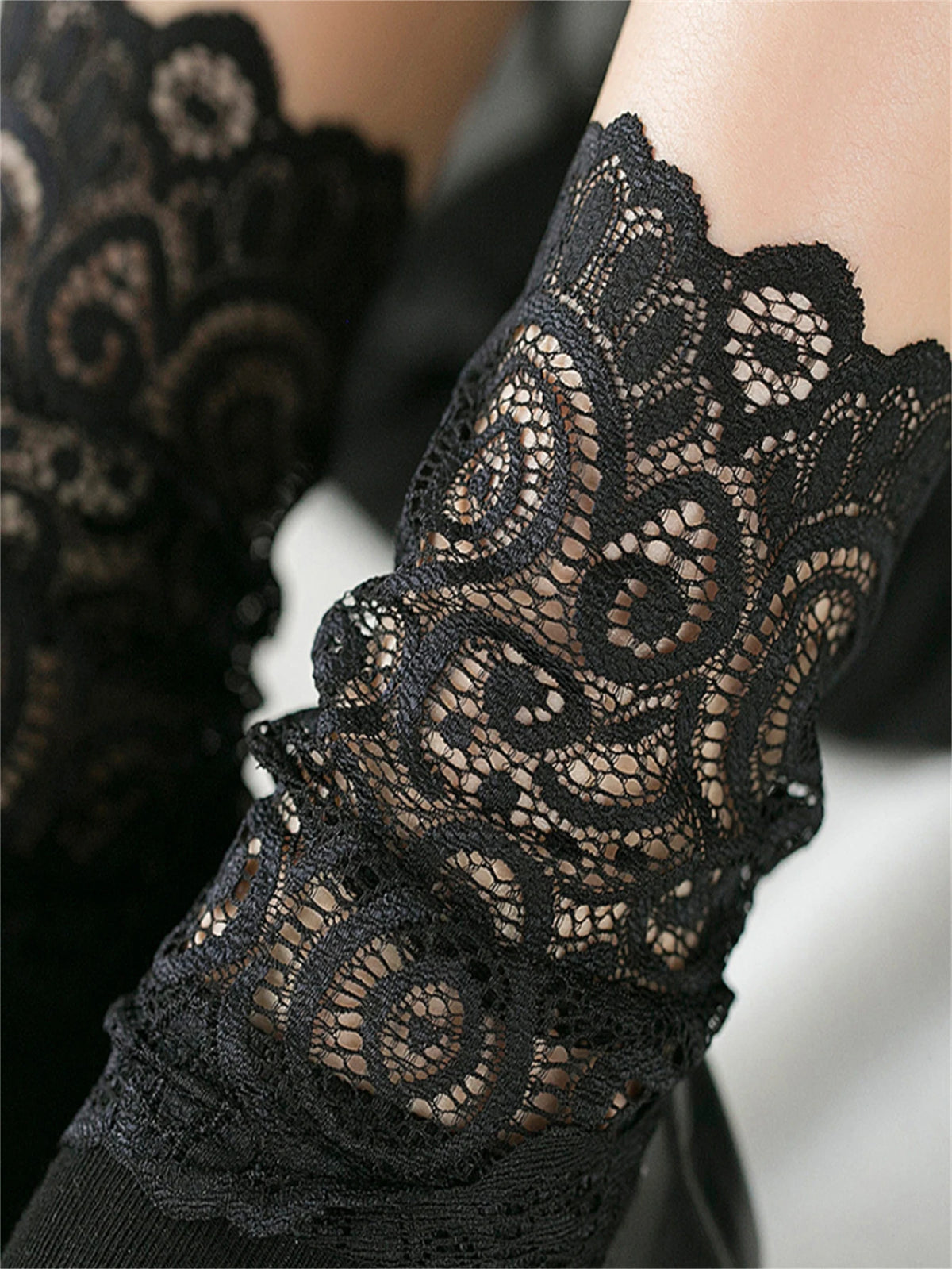Sexy Lace Floral Mesh Socks Women Black Transparent Short Cotton Sock For Ladies Elastic Retro Cute Socks Female New - Matrix Studios