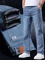 Men's Loose Straight Leg Jeans Retro Washed Elastic Casual Pants Suitable for All Seasons Versatile Pants - Matrix Studios