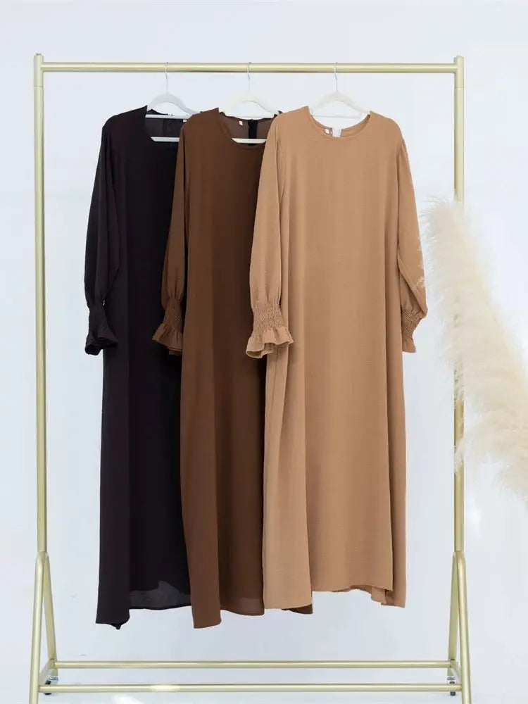 Eid Jersey Solid Modest Under Abaya Dubai 2024 Palestine Women Islamic Clothing Muslim Kaftan Inner Dresses Robe Femme Musulmane - Matrix-studios.com