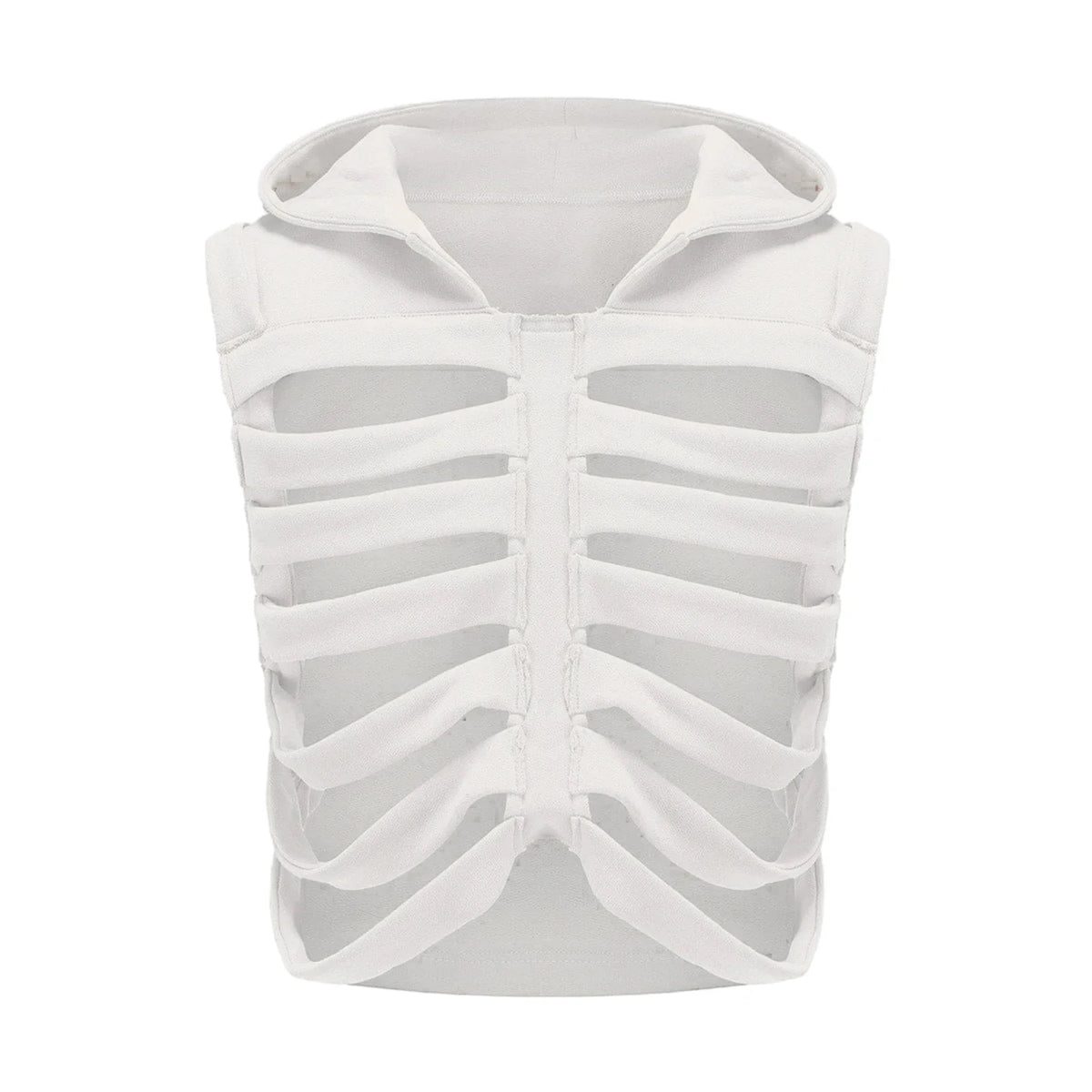 Women Gothic Vest Coat Hollowed Skeletal Gilet Hoodie Sleeveless Hooded Waistcoat Streetwear for Party - Matrix Studios