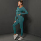 2Pcs Women Sets Energy Seamless Gym Suits Bubble Butt Sports Pants+Long Sleeve Shirts Push Up Running Sets Tracksuits Tights Set - Matrix-studios.com