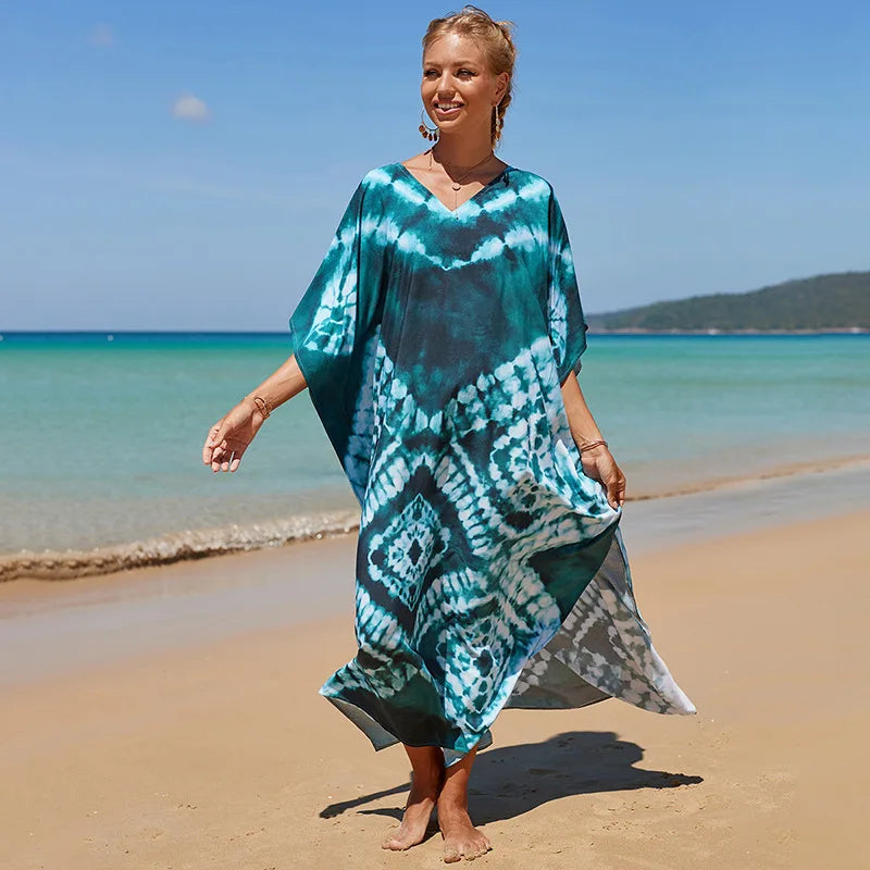 Plus Size Swimsuit Kaftans Beach Cover Ups Colorful Outfits Dress Bathing Suit for Women Vacation Outfits - Matrix Studios
