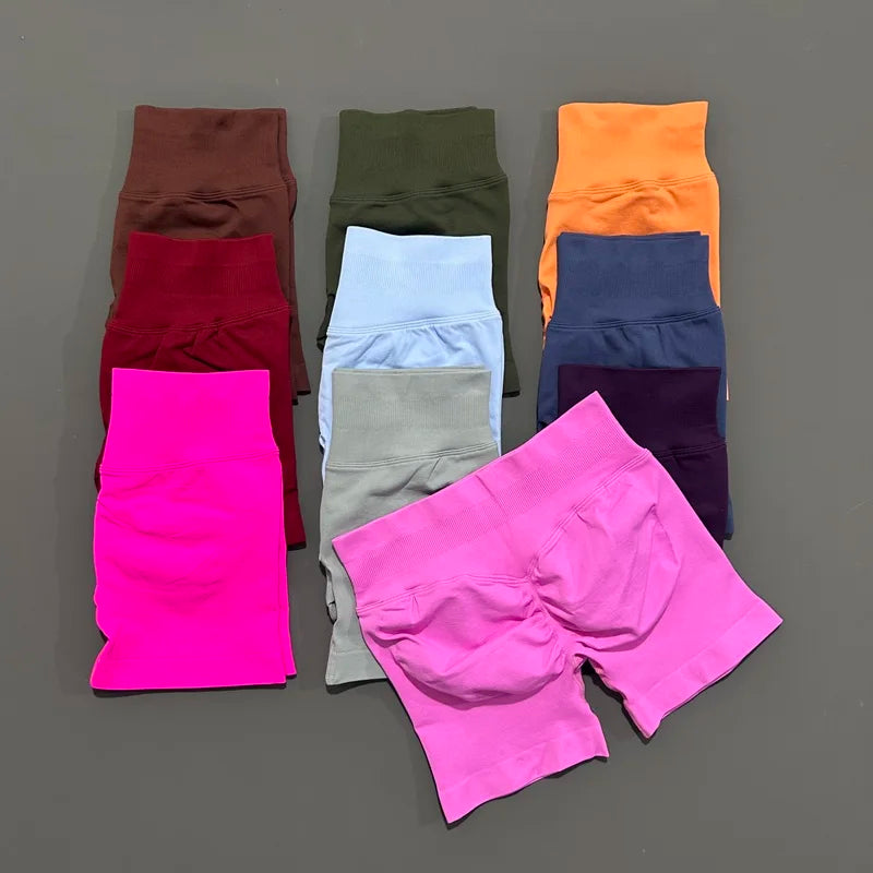 HISTELLO Gym Shorts 4.5" Women Fitness Sports Biker Shorts Low Waist Running Pants Workout Scrunch Butt Yoga Seamless Leggings - Matrix-studios.com