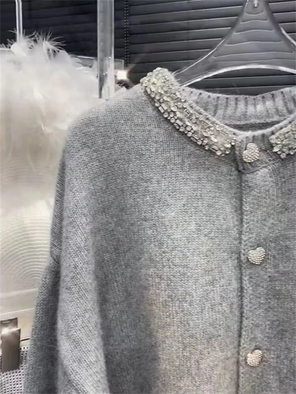 2024 Women Clothing Oversized Cardigan Jackets Diamond O-neck Vintage Casual Knitted Sweater Tops Pull Femme Cardigans Sweater - Matrix Studios