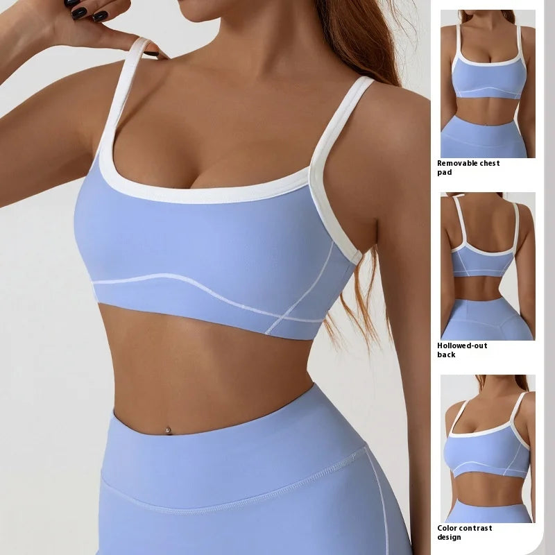 Yoga Sports Bra Color Clashing Shock Absorbing Brassiere Women Full Cup Breathable Gym Tube top Bra Yoga Workout Underwear - Matrix Studios