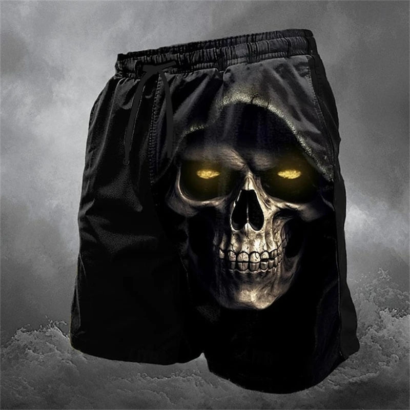Fashion Horror Skull Pattern Beach Shorts For Men Fashion Summer 3D Printed Swim Trunks Loose Streetwear Hip Hop Short Pants