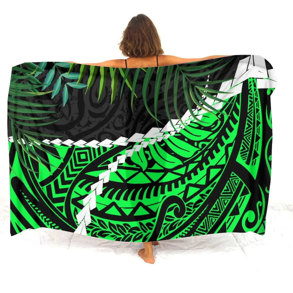 Tax Free Retro Tribal Ethnic Polynesian Women Seaside Sexy Style Sarong Soft And Comfortable Fabric Samoan Pattern Print Design - Matrix Studios