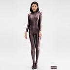 2023 AMORESY Women's Catsuit Playsuits Wetlook Shiny Glossy Tights Zipper Leotards Fullbody Overall Zentai Jumpsuits - Matrix Studios