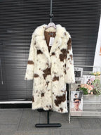 DEAT Fashion Tie Dye Faux Fur Coat Women's Lapel Loose Long Sleeves Plush Thick Overcoat Winter New 7A1355 - Matrix Studios