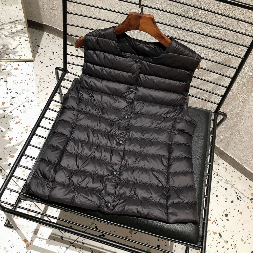 Female 90% White Duck Down Ultra Lightweight Packable Warm Down Liner Vest 2023 New Women Sleeveless Puffer Jacket - Matrix-studios.com