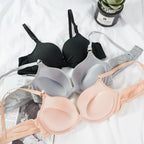 Women's Sexy Cotton Gathered Bra Deep V Underwire Ladied  Brassiere Push Up Lingerie Solid Bras Backless Intimate Underwear - Matrix Studios