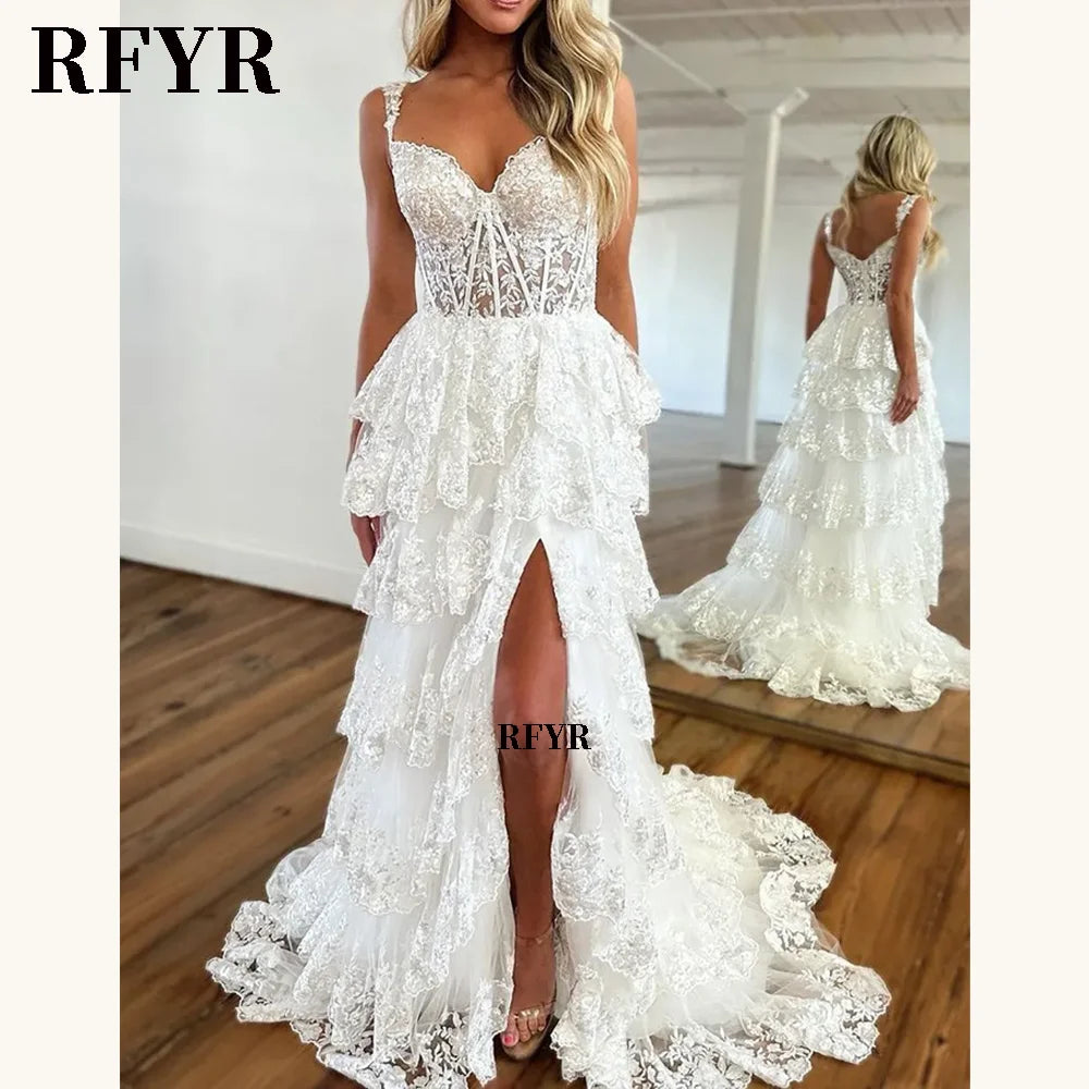 RFYR Puffy Evening Dress Off Shoulder Party Dresses Sweetheart Layered Prom Dress Appliques Evening Dress for Women Customized - Matrix Studios