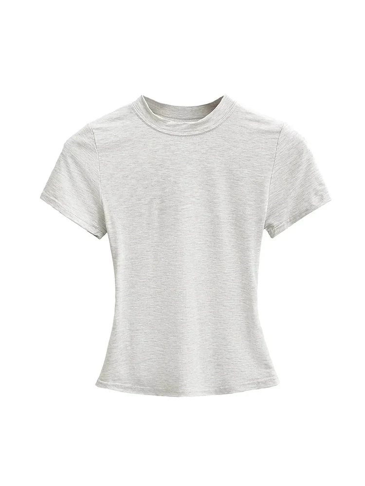 2025 New High Quality Casual T shirt Sexy Slim Short Sleeves Fashion Trend Solid Women Clothing y2k Tops - Matrix-studios.com