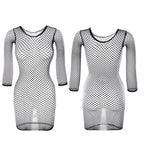 1PC Women Sexy Fishnet Beach Cover Up Long Sleeves Hollow Out Bodycon Dress See Through Summer Swimwear - Matrix Studios