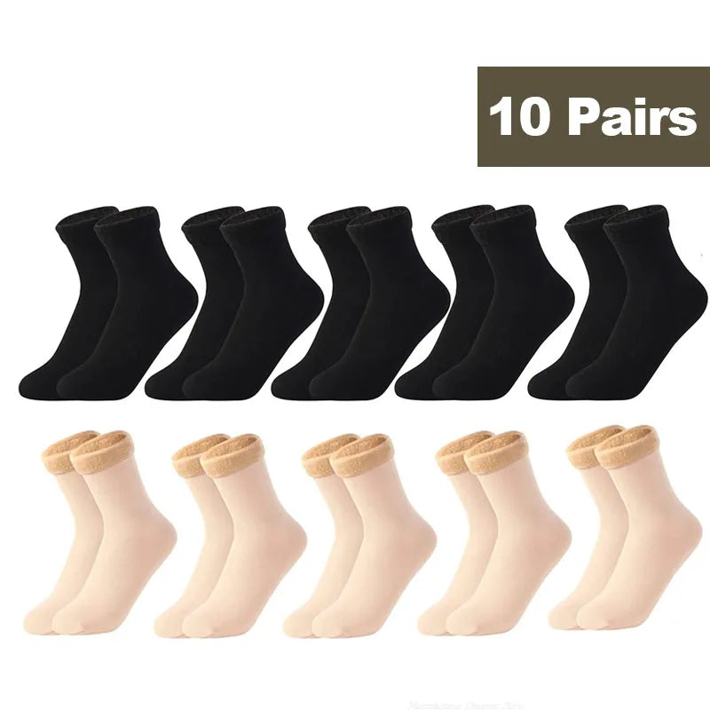 1/2/3/5/10Pairs Thermal Socks Women Winter Warm Thicken Fleece Short Socks Cashmere Wool Socks Snow Velvet Boots Home Floor Wear - Matrix Studios