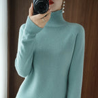 Autumn Winter Mock-Neck Merino Wool Pullover Basic Casual Cashmere Sweater Comfort Womes Raglan Sleeve Clothing Tops - Matrix Studios
