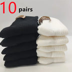 5/10 Pairs Socks Women Luxury Designer Cashmere Wool Sock Solid Warm Thick Pile Embroidered Logo Mid-Calf female Snow Boot Socks - Matrix Studios