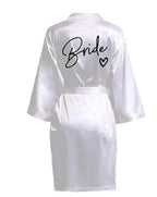 Wedding Party Team Bride Robe With Black Letters Kimono Satin Pajamas Bridesmaid Bathrobe SP003 - Matrix-studios.com
