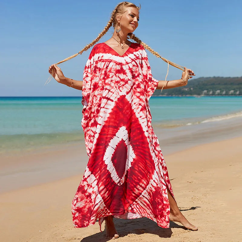 Plus Size Swimsuit Kaftans Beach Cover Ups Colorful Outfits Dress Bathing Suit for Women Vacation Outfits - Matrix Studios