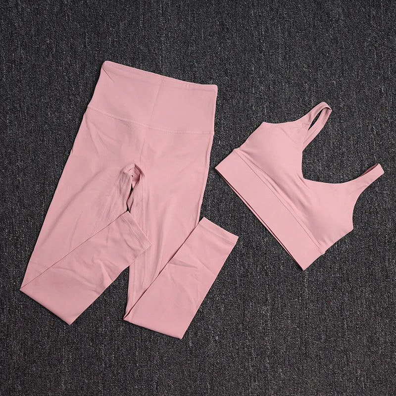 TRY TO BN Gym Sets Woman 2 Piece Sports Bra High Waisted Leggings Fitness Sportswear Women's Tracksuit Yoga Wear Workout Clothes - Matrix-studios.com