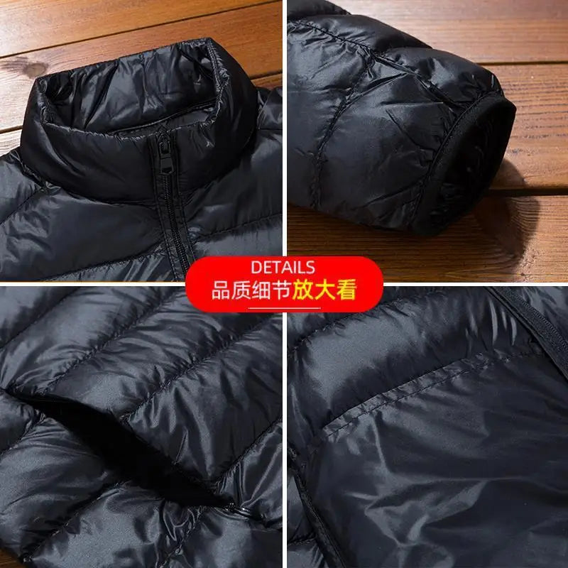 Men Parkas Down Cost Stand Collar Zipper Parka Outerwear Loose Cardigan Solid Pockets Spliced Winter Casual Long Sleeve - Matrix Studios