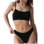 Women Seamless Bra And Panties Set Wire Free Bralette High Leg Cut Thongs Comfort Ribbed Unlined Underwear Sexy Lingerie Set - Matrix-studios.com