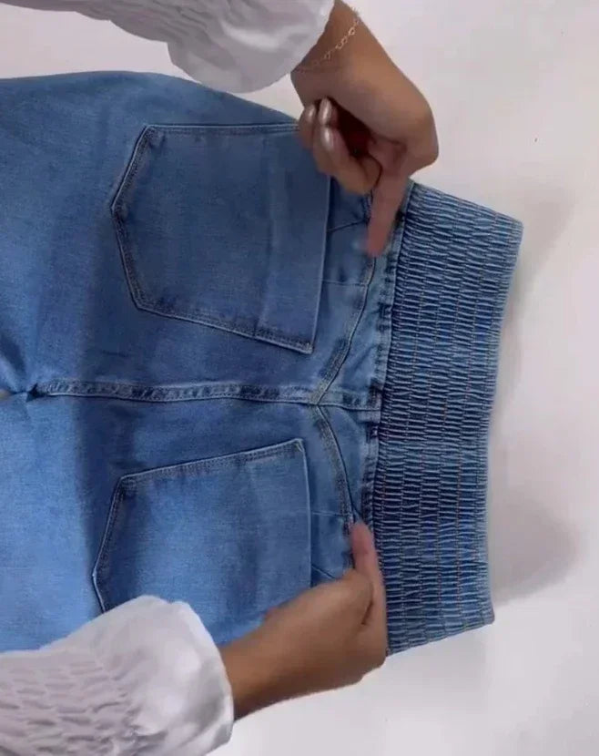 ALLUKASA 2025 autumn winter  Elegant High Waist Button Front Casual Female Jeans Sexy  Fashion Back Shirred Trouser Bottom - Matrix-studios.com