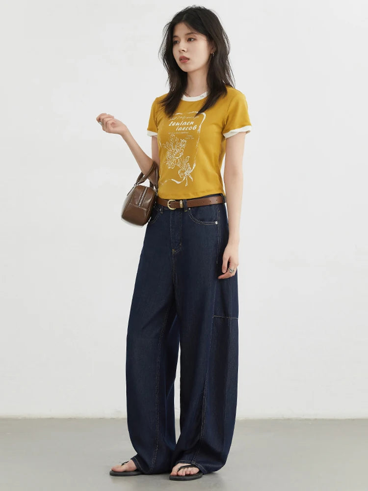 CHIC VEN Women's Jeans Loose Casual New High Waist Split Female Wide Leg Denim Pants  Spring Autumn 2025 - Matrix-studios.com