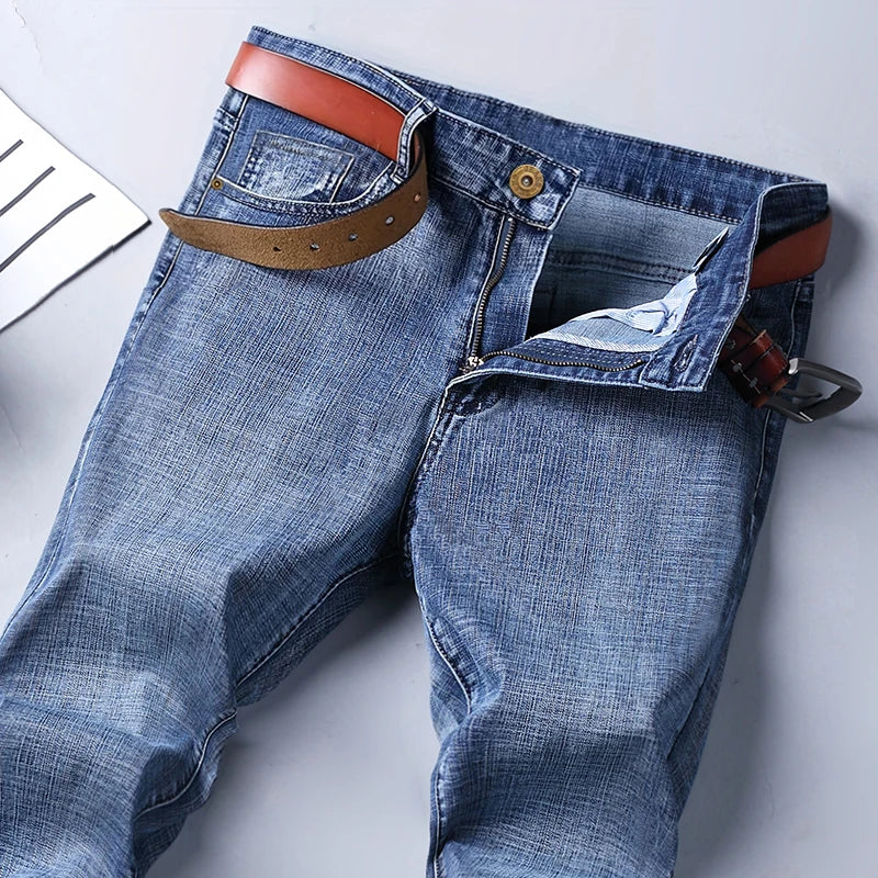 Spring Autumn Business Men Jeans Casual Straight Stretch Fashion Classic Black Sky Blue Grey Work Denim Trousers Brand Clothing - Matrix Studios