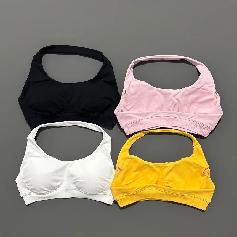 Sports Bra Women Seamless Yoga Halter Bra Top High Support Open Back Bra Fitness Push-up Activewear Workout Gym Underwear - Matrix-studios.com