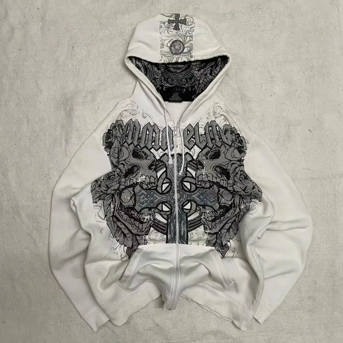 Korean Fashion Simple Gray Double Sided Oversized Zipper Hoodie Women Y2K New Harajuku Gothic Casual Joker Couple Sweatshirt - Matrix Studios