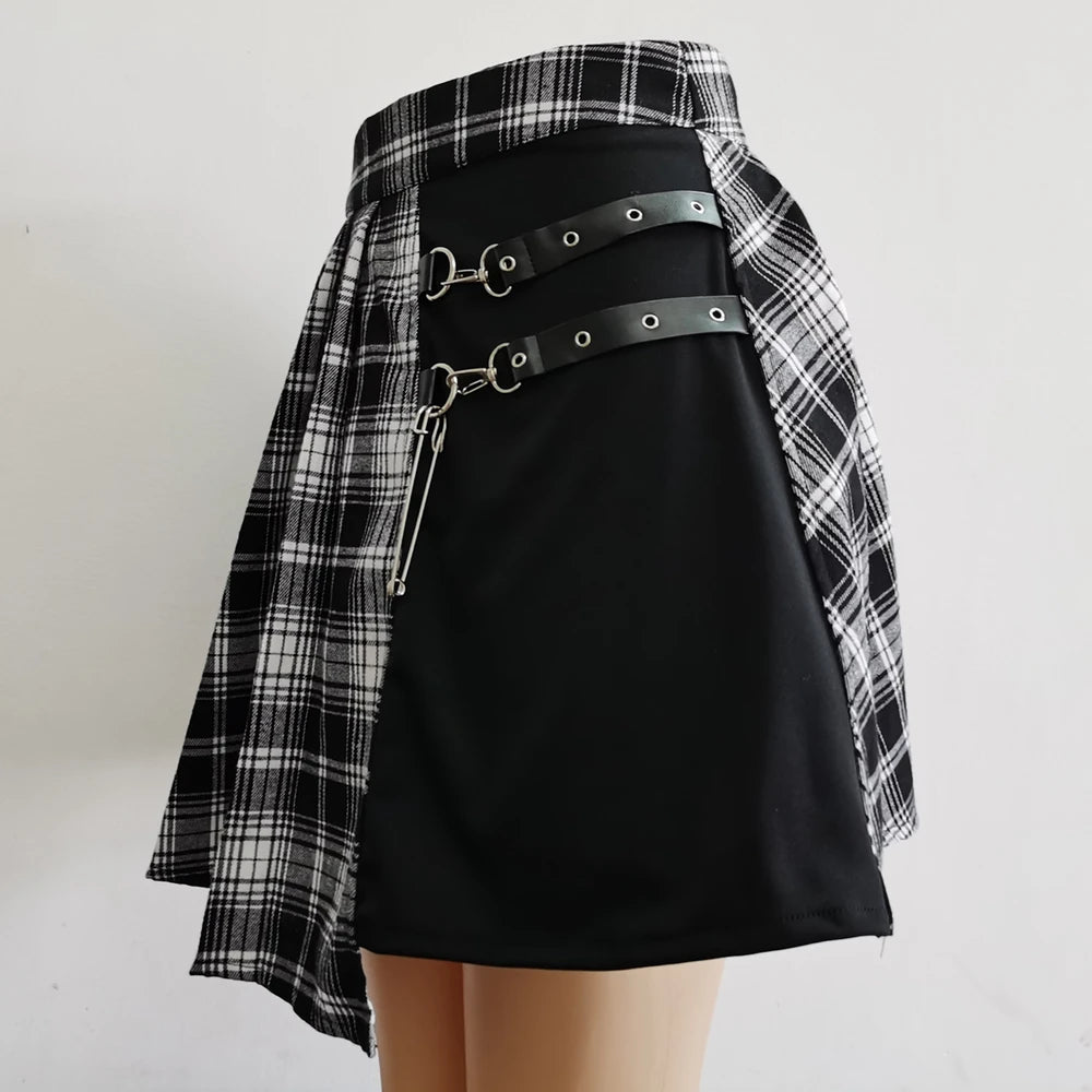 Gothic Sweet Women Pleated Skirt Fashion Plaid Mini High Waist Chic Skirt Kawaii Summer Casual Ladies Plaid Pleated Skirt - Matrix-studios.com