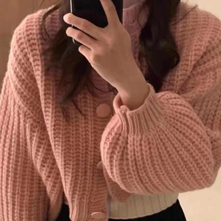 Zjaiss New 2026 Elegant Vintage Minimalist Lady Tops Chic Korean Fashion Short Cardigans Knitted Poncho Women Sweater - Matrix Studios