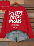 Casual Women's Hoodies Faith Over Fear Letter Printing Sweatshirts Fleece Warm Comfortable Pocket Pullovers Autumn Streetwear - Matrix Studios