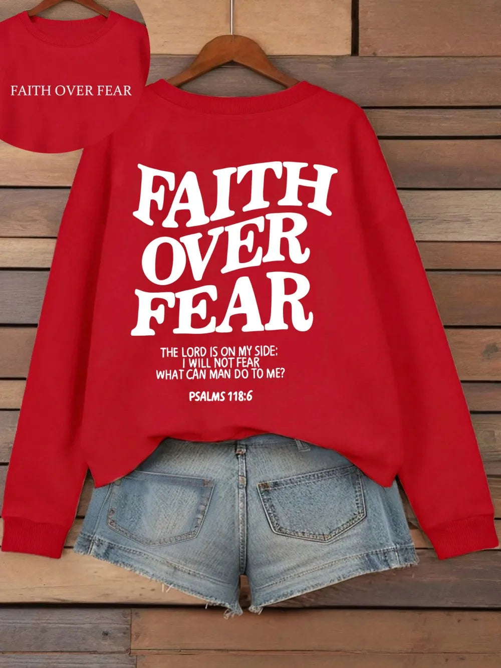 Casual Women's Hoodies Faith Over Fear Letter Printing Sweatshirts Fleece Warm Comfortable Pocket Pullovers Autumn Streetwear - Matrix Studios