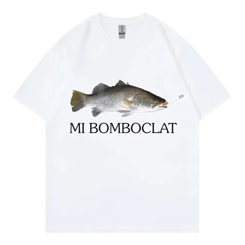 Funny Bomboclat Fish Meme T-shirt High Street Fashion Trend Y2k Short Sleeve T-shirts Women Harajuku Vintage Style T Shirts - Matrix-studios.com