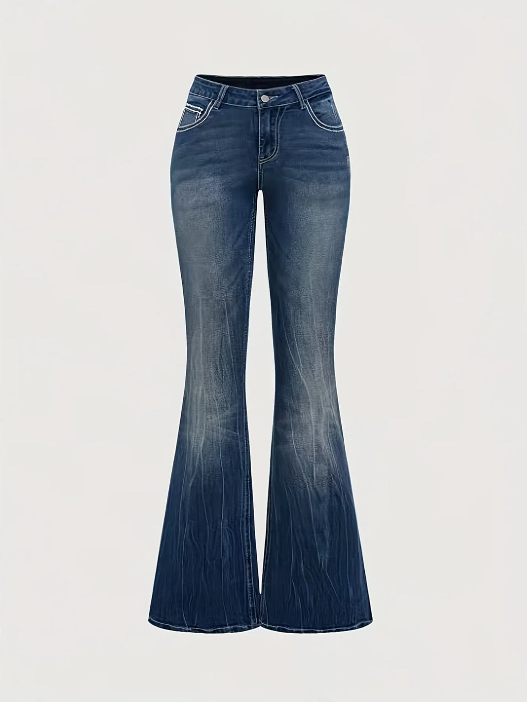 Jeans Flare Pants Women Vintage Boot Cut Embroidery Pockets Rhinestone Washed Female Distressed Denims Trousers Streetwear - Matrix-studios.com