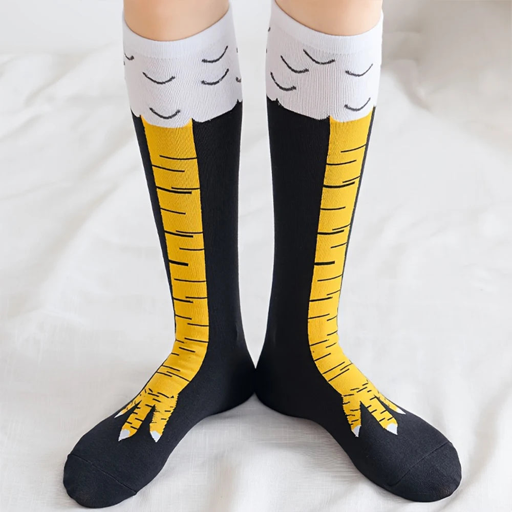 1/2/5/10 Pairs Women Knee High Socks Trendy Cartoon Funny Chicken Claw Socks Fitness Sport Casual Slim Leg Long Tube Socks Women - Matrix Studios