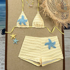 Kawaii Layered Shorts Set Bikini Sequins Star Swimsuit Women's Bikinis and Tankinis Backless Vacation Swimwears Beachwear Outfit - Matrix-studios.com