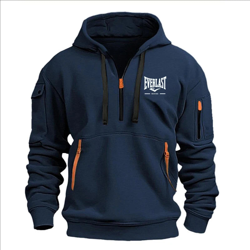 Fashion autumn and winter men's brand clothing multi-zipper design printed hoodie casual sweatshirt loose hooded jumper - Matrix Studios