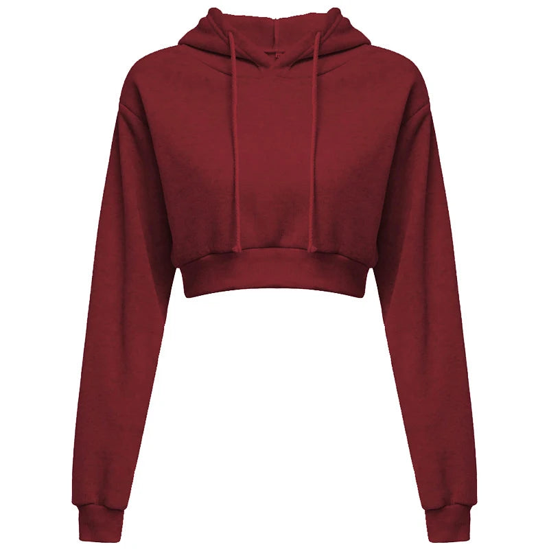 New Fashion Women Hoodie Sweatshirt Short Top Coat Sport Pullover Hooded Tops Female Autumn Winter Clothes Crop Top Hoodie - Matrix Studios