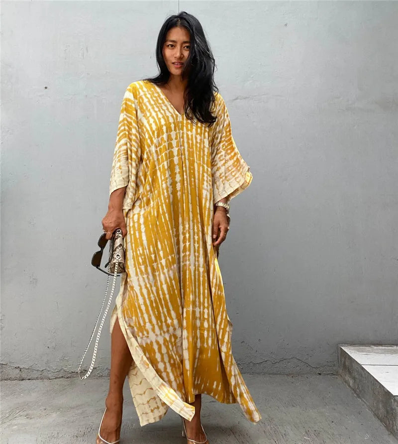 Plus Size Women Beachwear Long Beach Coverups Kaftan Casual Caftan Dress Swimwear cover ups - Matrix Studios