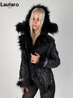 Lautaro Autumn Winter Short Black Thick Warm Soft Shaggy Faux Sheepskin Coat Women Luxury Designer Clothes Fluffy Jacket 2026 - Matrix Studios