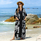 Women Swimsuit Crochet Beach Cover Up Dress Sleeve Kaftan Beach Tunic Long Pareos Bikinis Cover Ups Summer Robe Plage Beachwear - Matrix Studios