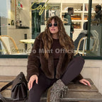 Neo Mint Cool Street Girls Fashion Brown Faux Fur Jacket Women Luxury Fake Mink Fur Coat 2025 Autumn Winter Warm Short Overcoat - Matrix Studios
