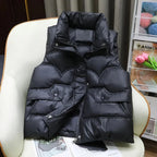 Down Cotton Vest Women 2025 New Autumn Winter Fashion Stand Collar All-Match Warm Sleeveless Waistcoat Jacket Ladies Female Tops - Matrix Studios