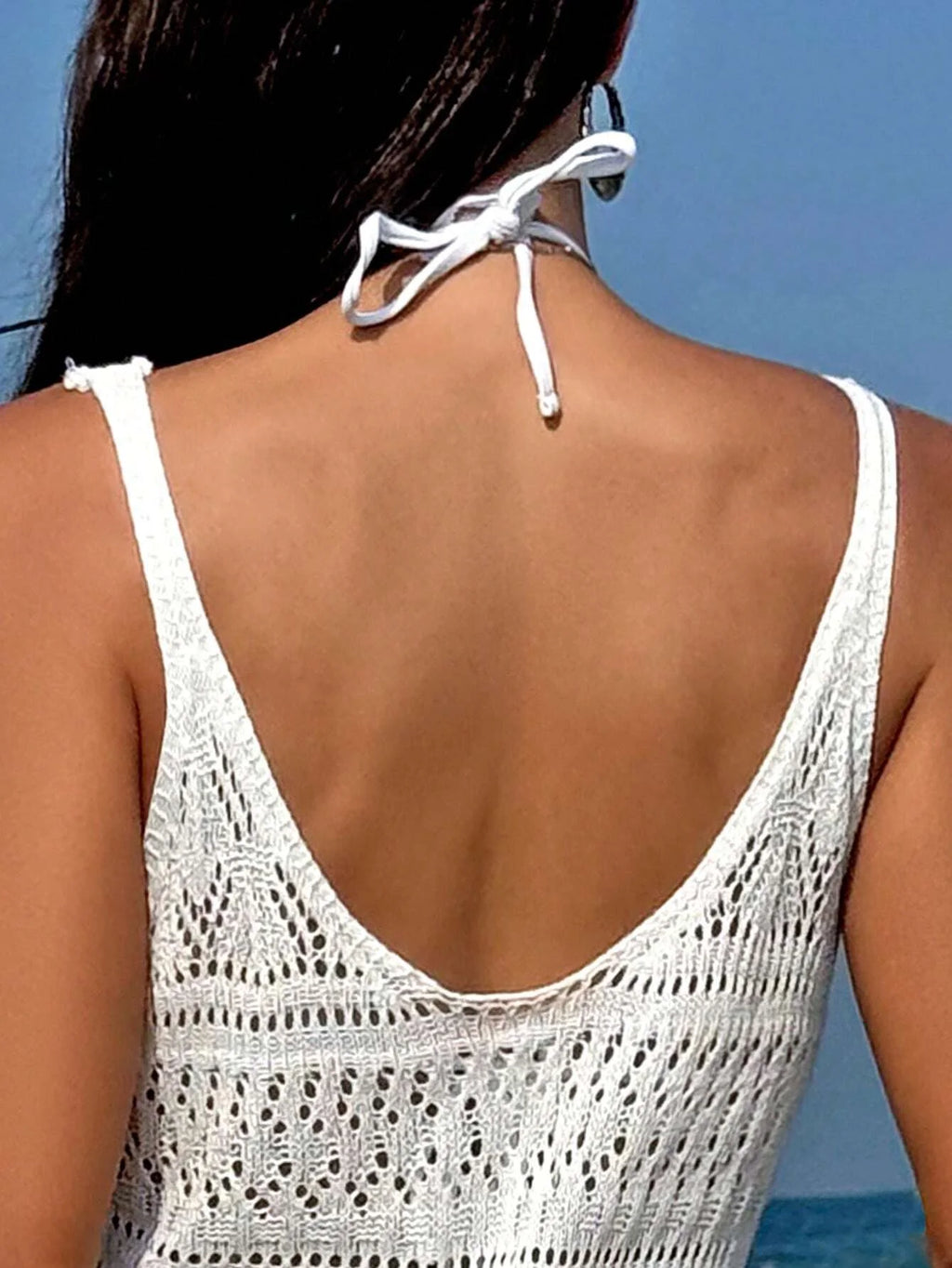Elegant Temperament Women's Fashion Hollow Out Maxi Dress Cover up Skirt Suspender Skirt Showing Body Waistline Free Bikini - Matrix Studios