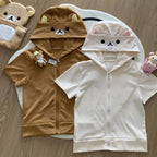 Spring Summer New Cute Bear Ears Zip Up Hoodie Japanese Sweet Girl Casual Loose Sweatshirt Women Cardigan Anime Hoodie Y2k Top - Matrix Studios